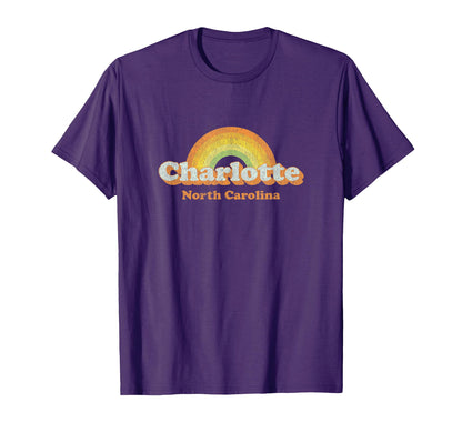 Charlotte Nc 70S Rainbow T-Shirt - Unique Graphic for Adults - T-Shirt, Sweatshirt, Hoodie