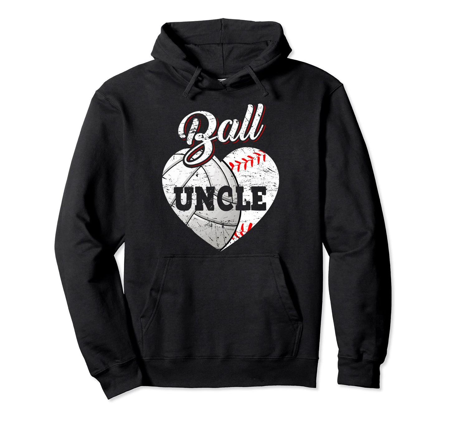 Ball Uncle Volleyball Baseball Heart Hoodie - Unique Graphic for Adults - T-Shirt, Sweatshirt, Hoodie