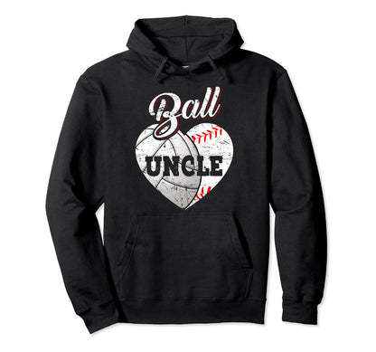 Ball Uncle Volleyball Baseball Heart Hoodie - Unique Graphic for Adults - T-Shirt, Sweatshirt, Hoodie