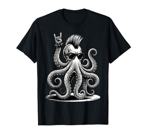 Funny Octopus Loving Rock And Roll Heavy T-Shirt - Graphic Print Men Women - T-Shirt, Sweatshirt, Hoodie