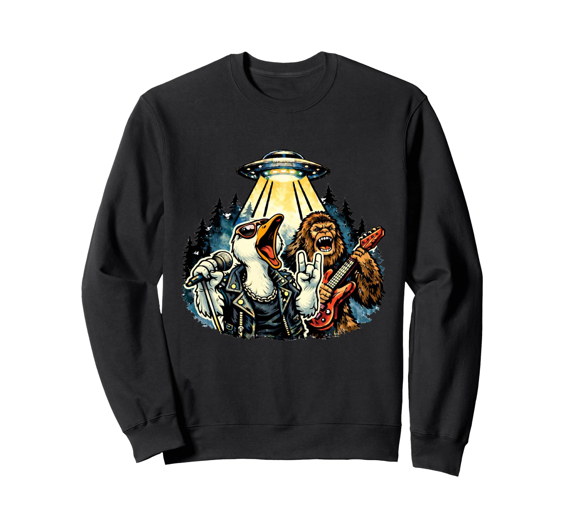 Funny Goose Rock Band Guitar Art Silly Sweatshirt - Trendy Graphic Unisex - T-Shirt, Sweatshirt, Hoodie