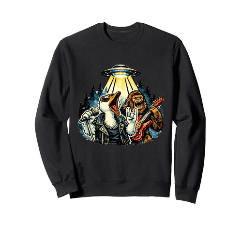Funny Goose Rock Band Guitar Art Silly Sweatshirt - Trendy Graphic Unisex - T-Shirt, Sweatshirt, Hoodie