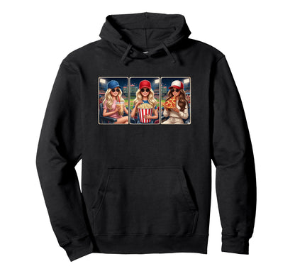 Baseball Coffee Popcorn Pizza Hoodie - Minimalist Print for Adults - T-Shirt, Sweatshirt, Hoodie