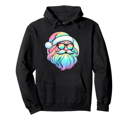 Santa Face Rainbow Sunglasses Matching Hoodie - Unique Graphic for Adults - T-Shirt, Sweatshirt, Hoodie