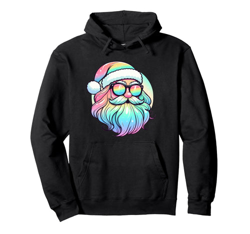 Santa Face Rainbow Sunglasses Matching Hoodie - Unique Graphic for Adults - T-Shirt, Sweatshirt, Hoodie