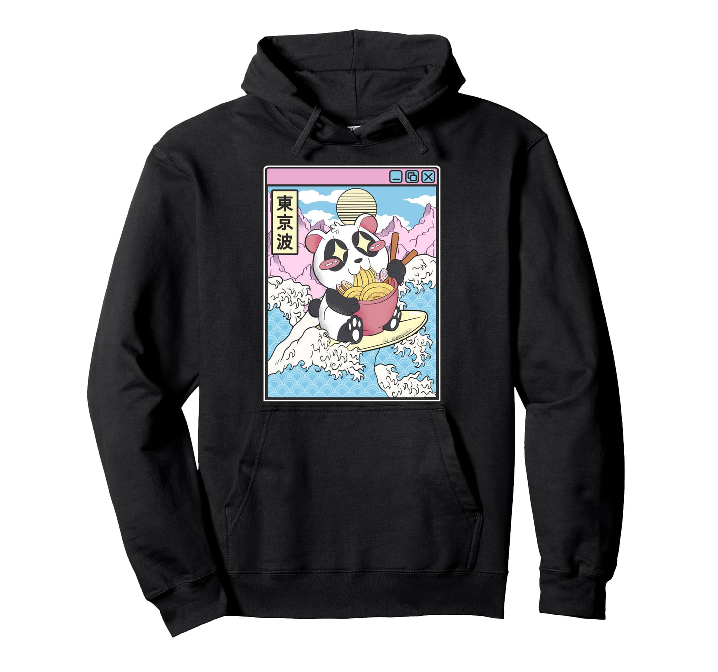 Panda Bear Ramen Japanese Wave Hoodie - Fun Novelty Design Unisex - T-Shirt, Sweatshirt, Hoodie