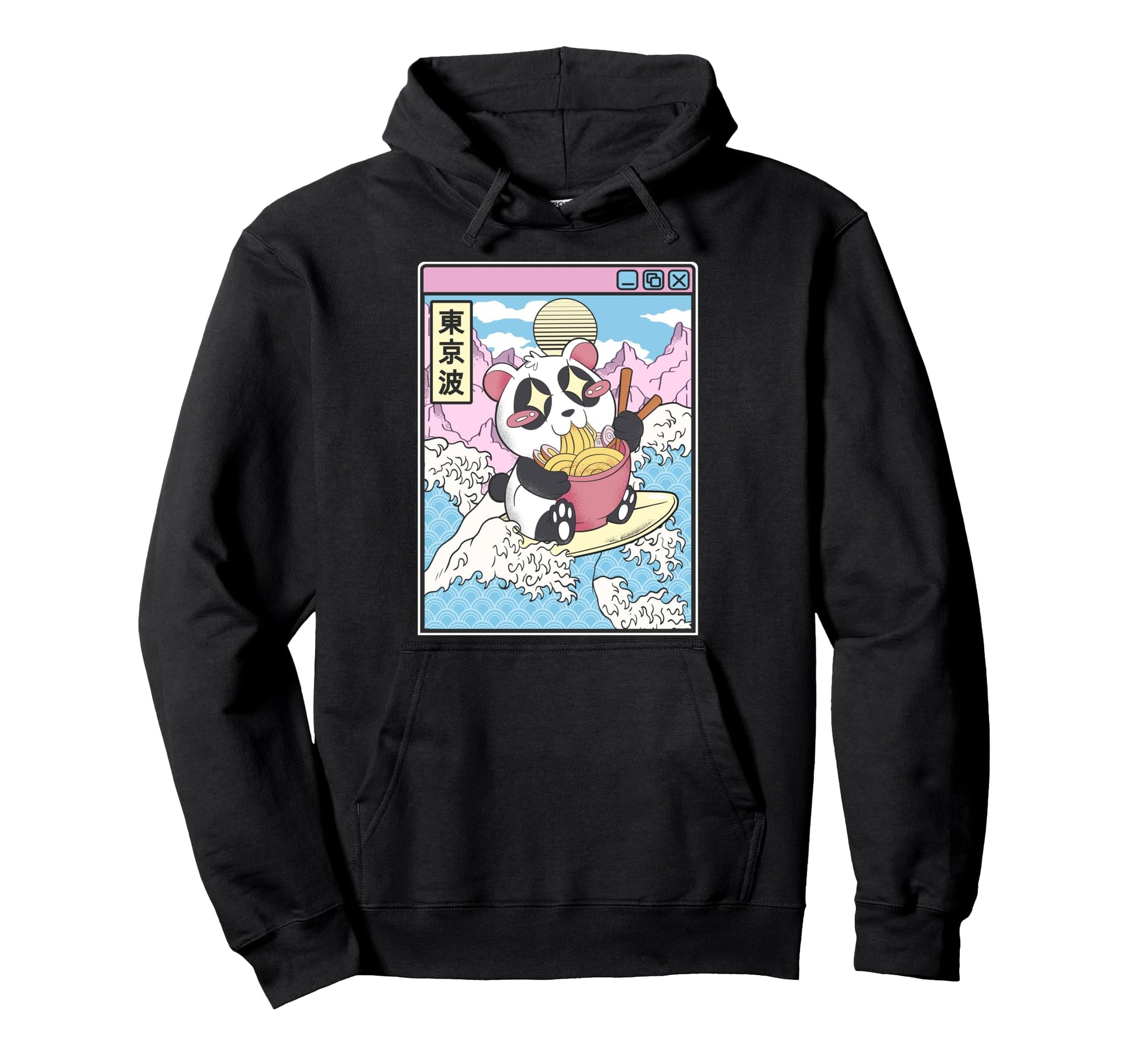 Panda Bear Ramen Japanese Wave Hoodie - Fun Novelty Design Unisex - T-Shirt, Sweatshirt, Hoodie