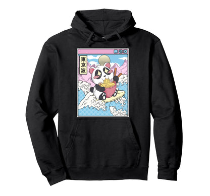 Panda Bear Ramen Japanese Wave Hoodie - Fun Novelty Design Unisex - T-Shirt, Sweatshirt, Hoodie