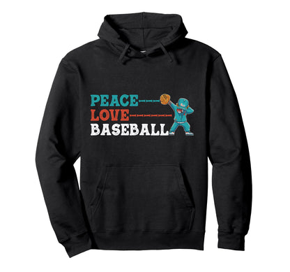 Peace Love Baseball Hoodie - Custom Art Print Unisex - T-Shirt, Sweatshirt, Hoodie