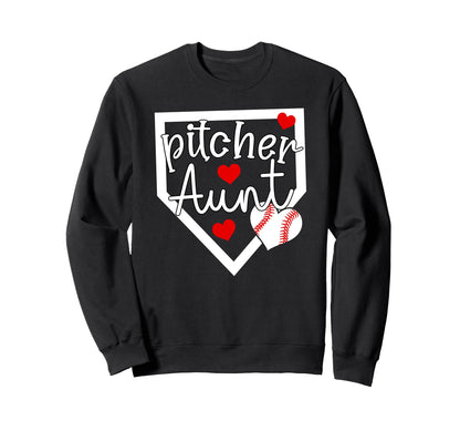 Baseball Pitcher Aunt Baseball Sweatshirt - Aesthetic Graphic for Adults - T-Shirt, Sweatshirt, Hoodie