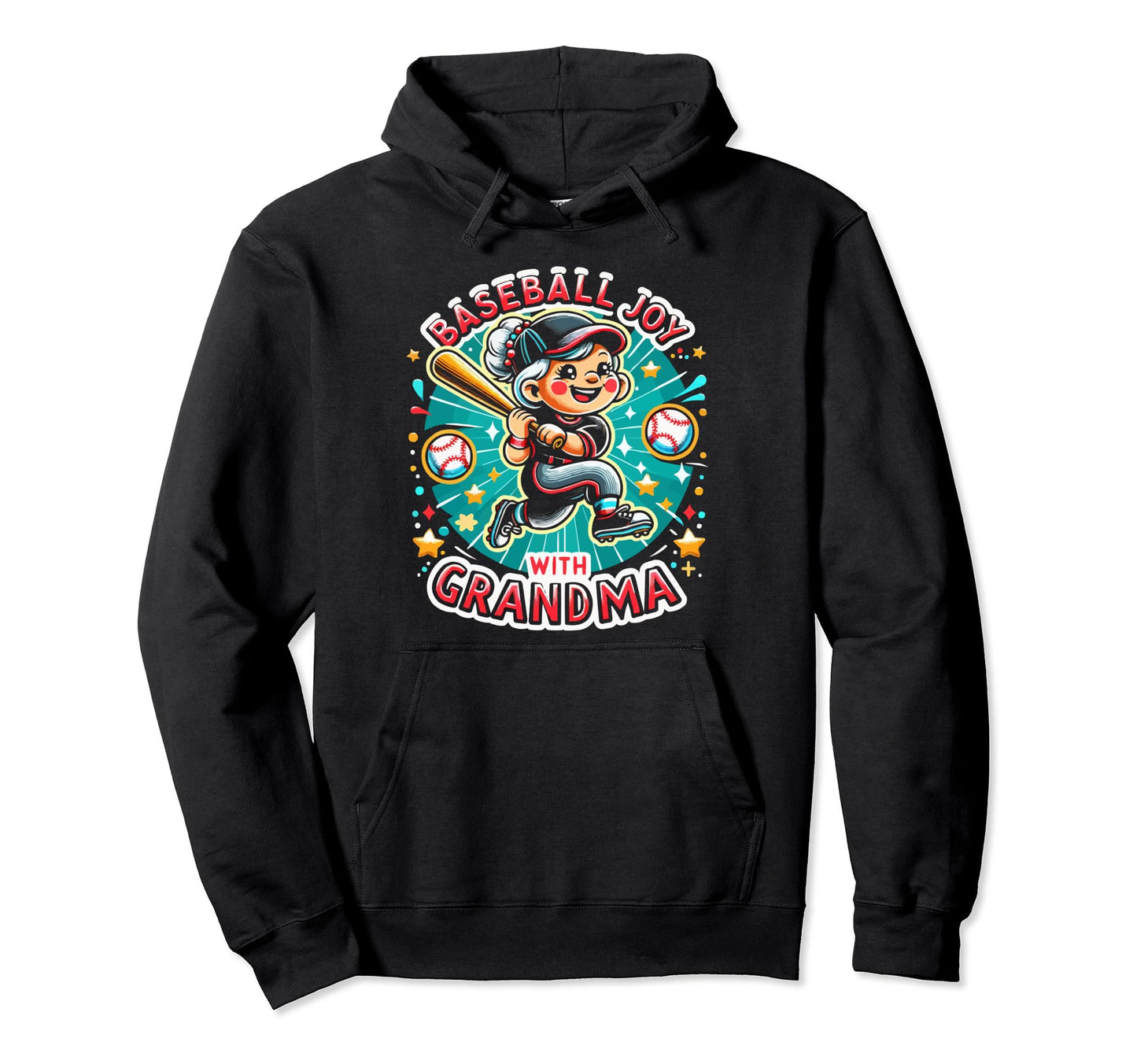 Baseball Grandma Grandmother Granny Hoodie - Fun Novelty Design for Adults - T-Shirt, Sweatshirt, Hoodie