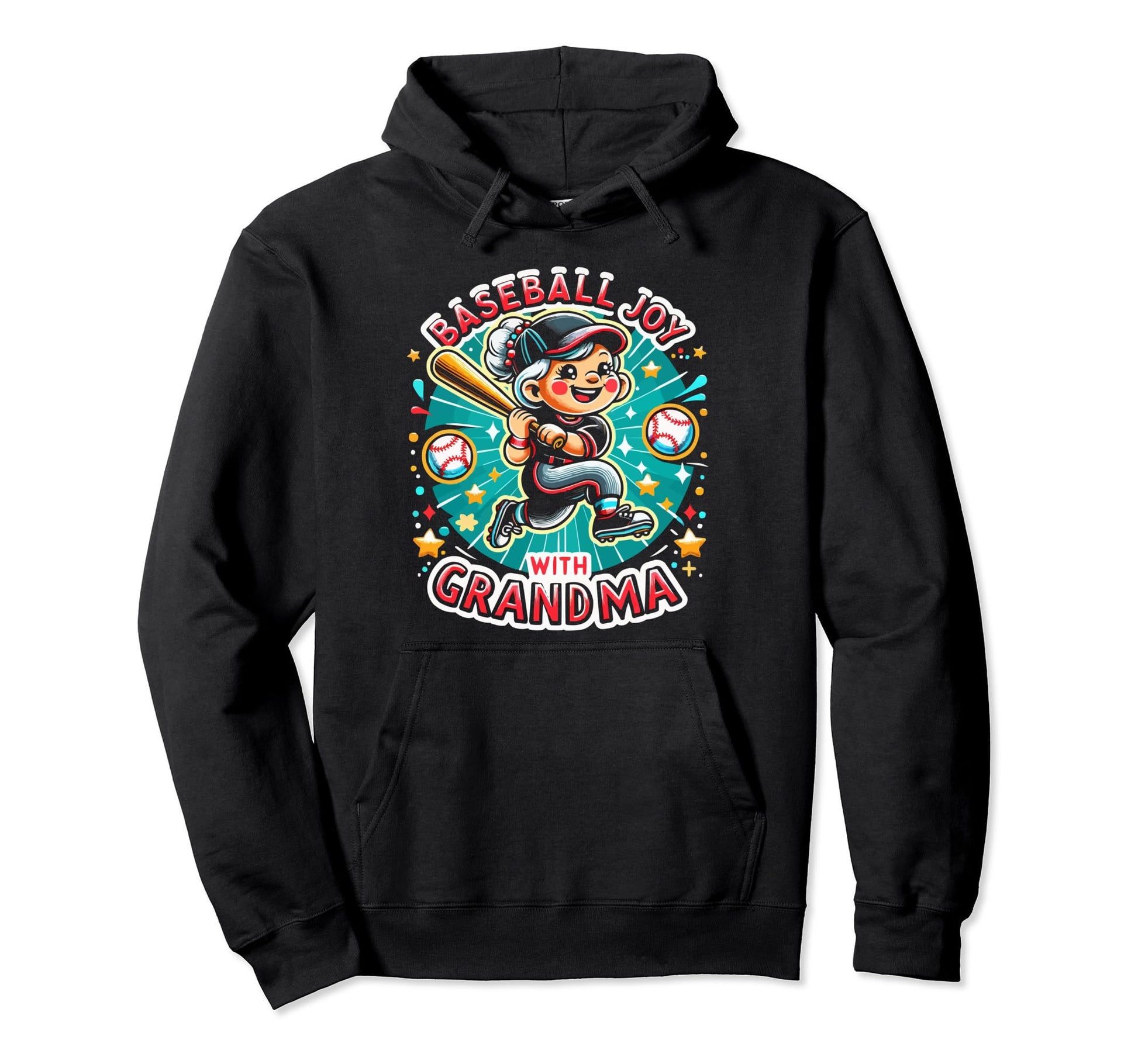 Baseball Grandma Grandmother Granny Hoodie - Fun Novelty Design for Adults - T-Shirt, Sweatshirt, Hoodie
