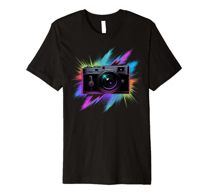 Colorful Camera Electric Photography T-Shirt - Minimalist Print Men Women - T-Shirt, Sweatshirt, Hoodie