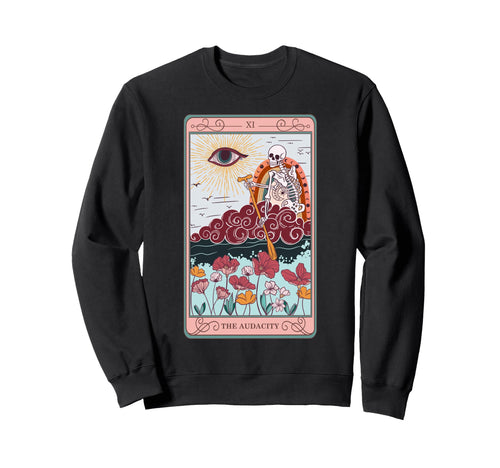 Skeleton Riding Cloud Audacity Tarot Sweatshirt - Minimalist Print Unisex - T-Shirt, Sweatshirt, Hoodie