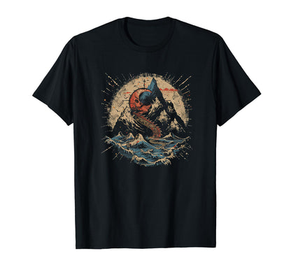 Moon Mountains Black And Red T-Shirt - Minimalist Print Men Women - T-Shirt, Sweatshirt, Hoodie