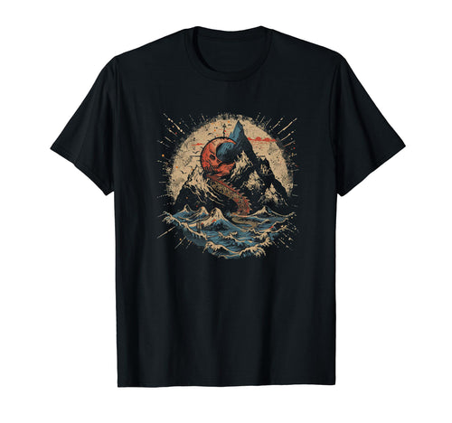 Moon Mountains Black And Red T-Shirt - Minimalist Print Men Women - T-Shirt, Sweatshirt, Hoodie