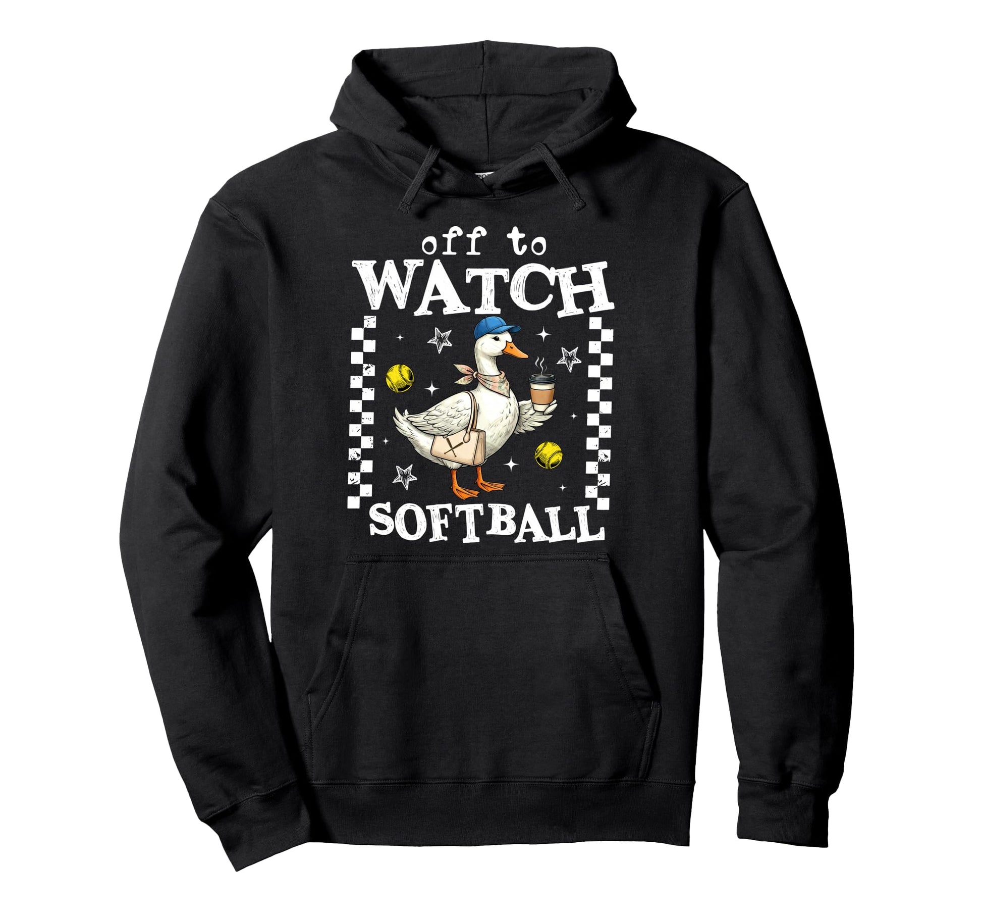 Off To Watch Softball Goose Funny Hoodie - Minimalist Print for Adults - T-Shirt, Sweatshirt, Hoodie