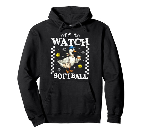 Off To Watch Softball Goose Funny Hoodie - Minimalist Print for Adults - T-Shirt, Sweatshirt, Hoodie
