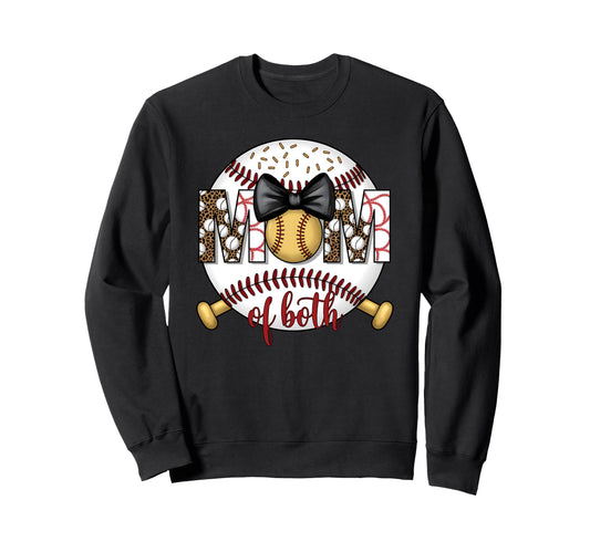 Mom Both Leopard Game Day Baseball Sweatshirt - Graphic Print for Adults - T-Shirt, Sweatshirt, Hoodie
