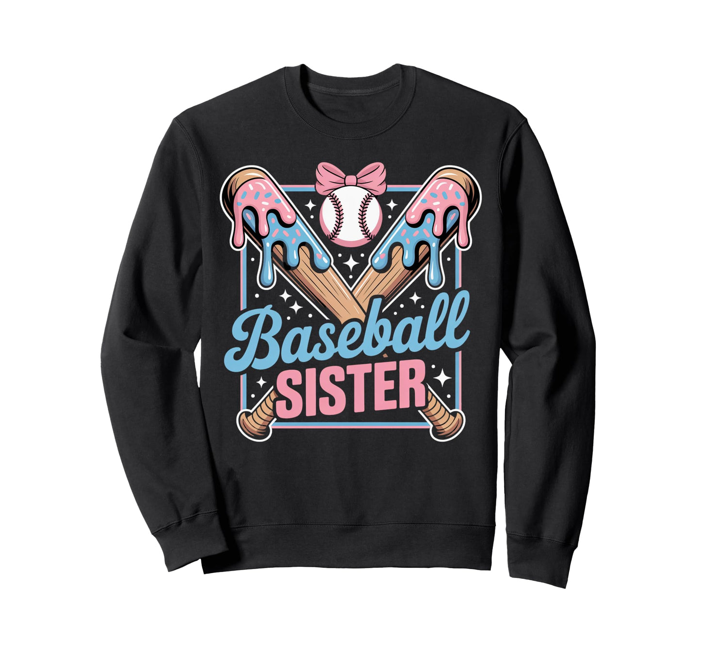 Baseball Sister Ice Cream Drip Game Sweatshirt - Graphic Print Men Women - T-Shirt, Sweatshirt, Hoodie