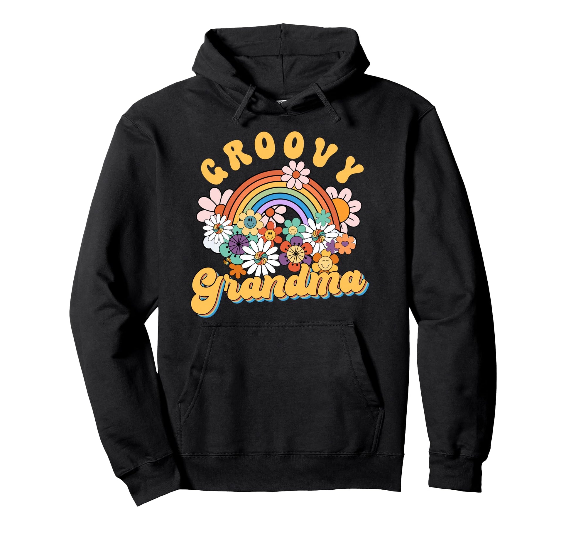 Groovy Grandma Rainbow Colorful Hoodie - Fun Novelty Design for Adults - T-Shirt, Sweatshirt, Hoodie
