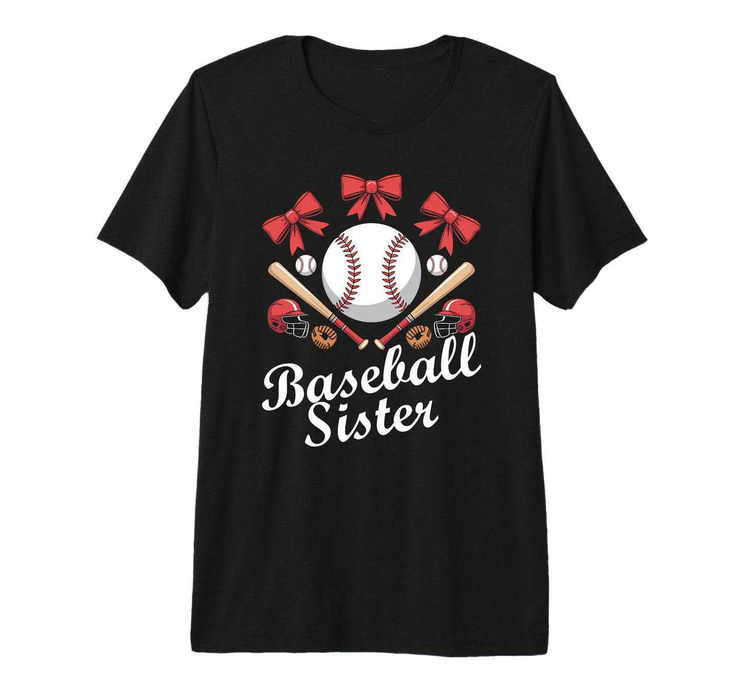Baseball Sister Coquette Bow Cheer T-Shirt - Unique Graphic for Adults - T-Shirt, Sweatshirt, Hoodie