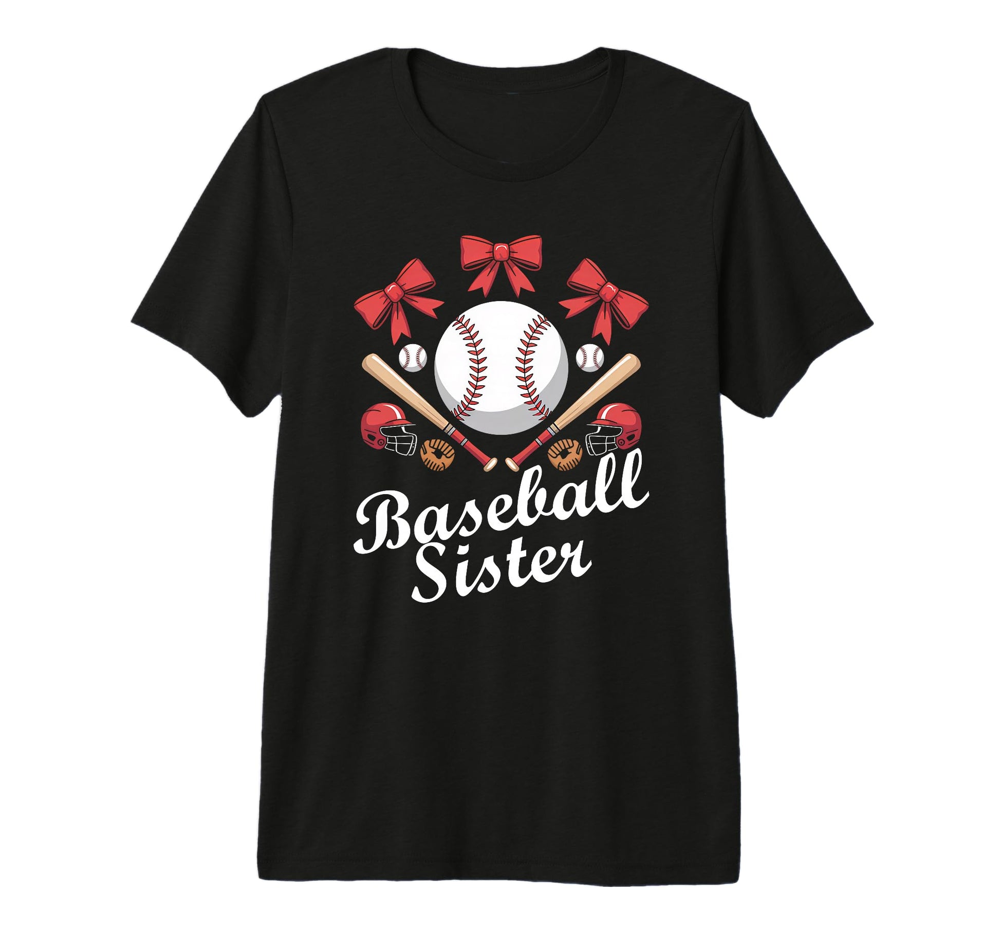 Baseball Sister Coquette Bow Cheer T-Shirt - Unique Graphic for Adults - T-Shirt, Sweatshirt, Hoodie