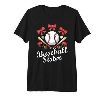 Baseball Sister Coquette Bow Cheer T-Shirt - Unique Graphic for Adults - T-Shirt, Sweatshirt, Hoodie