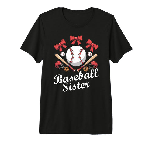 Baseball Sister Coquette Bow Cheer T-Shirt - Unique Graphic for Adults - T-Shirt, Sweatshirt, Hoodie