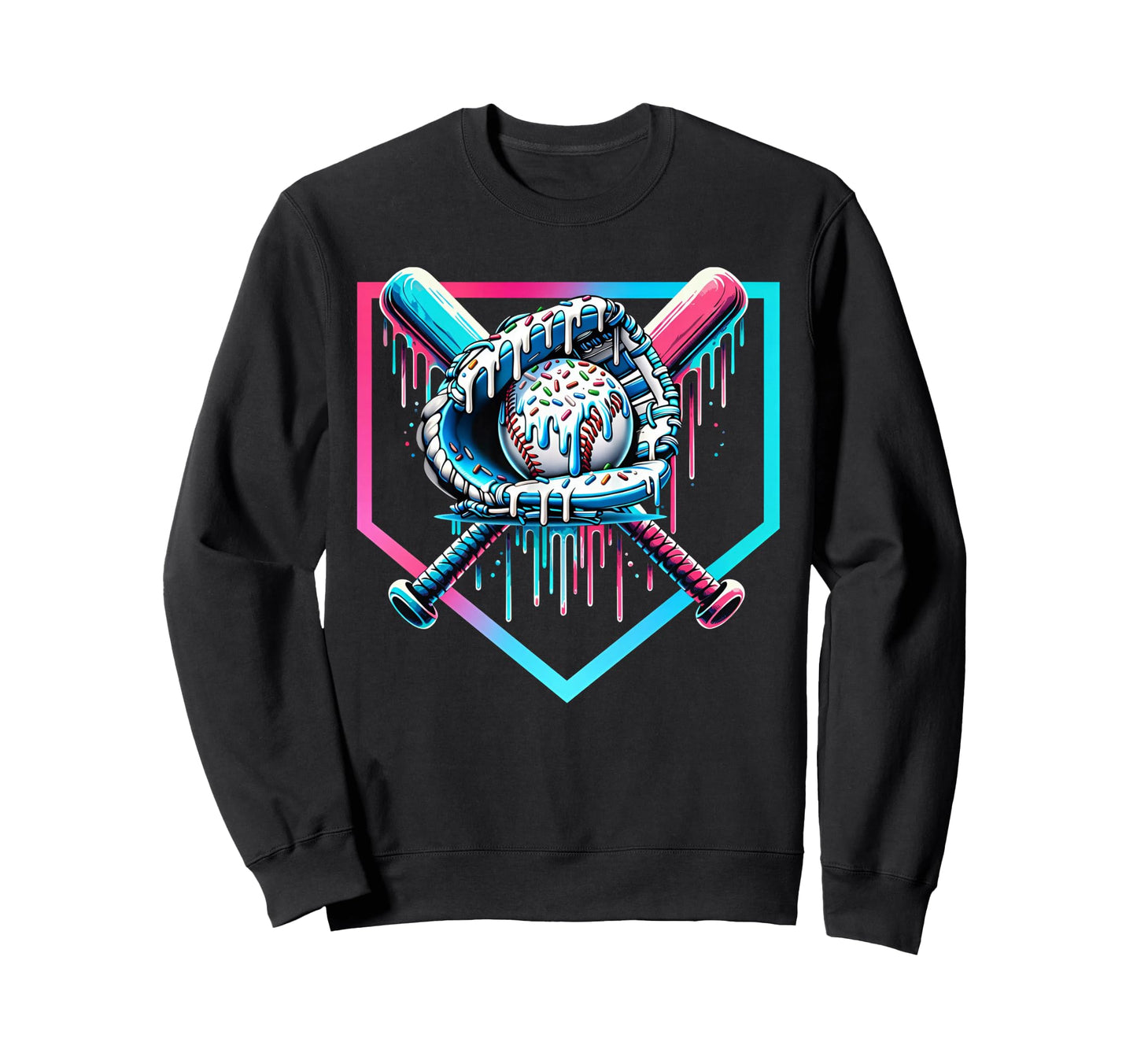 Baseball Drip Ice Cream Drip Sweatshirt - Aesthetic Graphic for Adults - T-Shirt, Sweatshirt, Hoodie