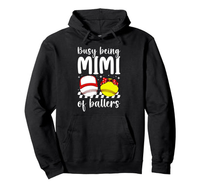 Busy Being Mimi Ballers Baseball Hoodie - Minimalist Print for Adults - T-Shirt, Sweatshirt, Hoodie