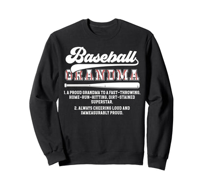 Baseball Grandma Baseball Player Sweatshirt - Minimalist Print for Adults - T-Shirt, Sweatshirt, Hoodie