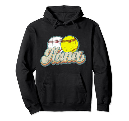 Baseball Softball Nana Grandma Softball Hoodie - Unique Graphic Men Women - T-Shirt, Sweatshirt, Hoodie