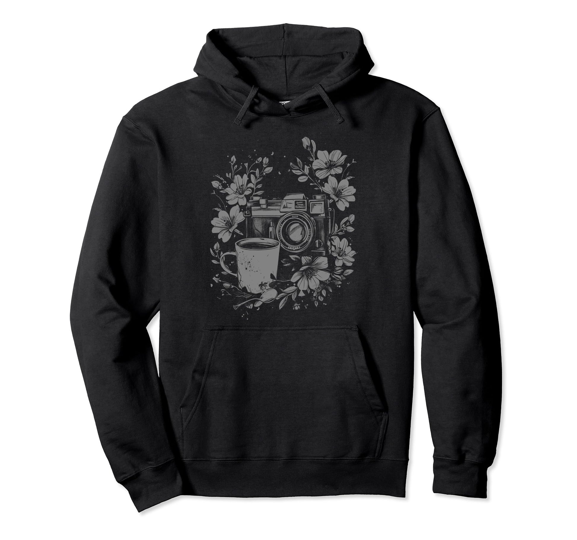Photographer Coffee Camera Flowers Hoodie - Streetwear Style Men Women - T-Shirt, Sweatshirt, Hoodie