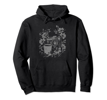 Photographer Coffee Camera Flowers Hoodie - Streetwear Style Men Women - T-Shirt, Sweatshirt, Hoodie