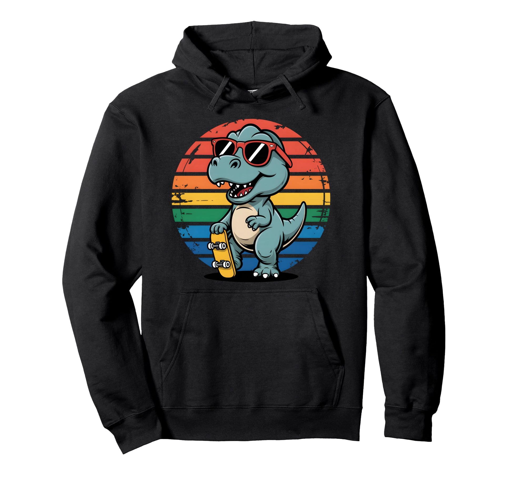T Rex Skater Sunglasses Sunset Hoodie - Fun Novelty Design Unisex - T-Shirt, Sweatshirt, Hoodie