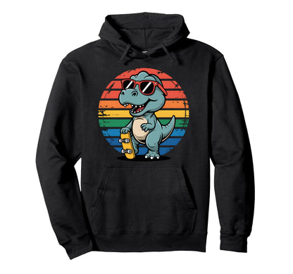 T Rex Skater Sunglasses Sunset Hoodie - Fun Novelty Design Unisex - T-Shirt, Sweatshirt, Hoodie