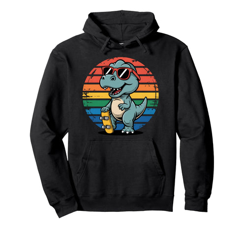 T Rex Skater Sunglasses Sunset Hoodie - Fun Novelty Design Unisex - T-Shirt, Sweatshirt, Hoodie