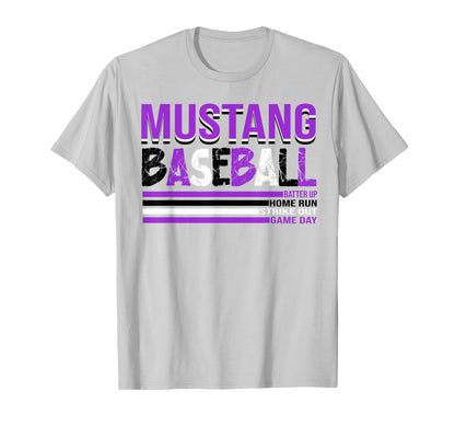 Mustang Baseball Mom Purple Mustangs T-Shirt - Casual Everyday Wear Unisex - T-Shirt, Sweatshirt, Hoodie