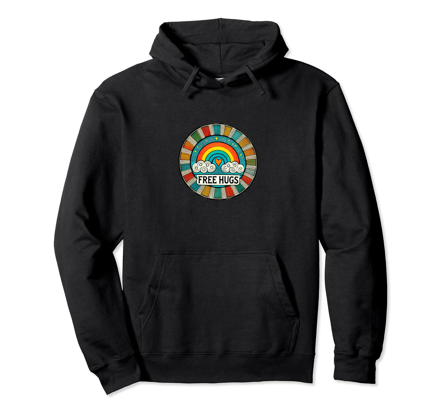 Free Hugs Rainbow Illustration Rainbows Hoodie - Trendy Graphic Men Women - T-Shirt, Sweatshirt, Hoodie