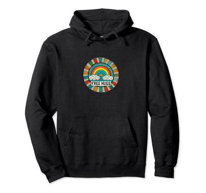 Free Hugs Rainbow Illustration Rainbows Hoodie - Trendy Graphic Men Women - T-Shirt, Sweatshirt, Hoodie
