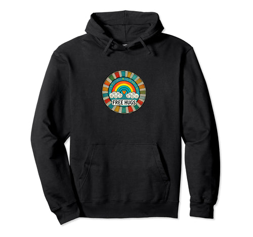 Free Hugs Rainbow Illustration Rainbows Hoodie - Trendy Graphic Men Women - T-Shirt, Sweatshirt, Hoodie