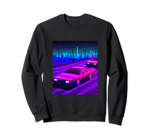 Vaporwave Car Synthwave City Sweatshirt - Unique Graphic Men Women - T-Shirt, Sweatshirt, Hoodie