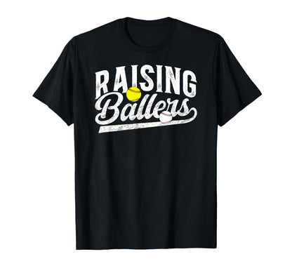 Raising Ballers Baseball Softball Dad T-Shirt - Custom Art Print Unisex - T-Shirt, Sweatshirt, Hoodie