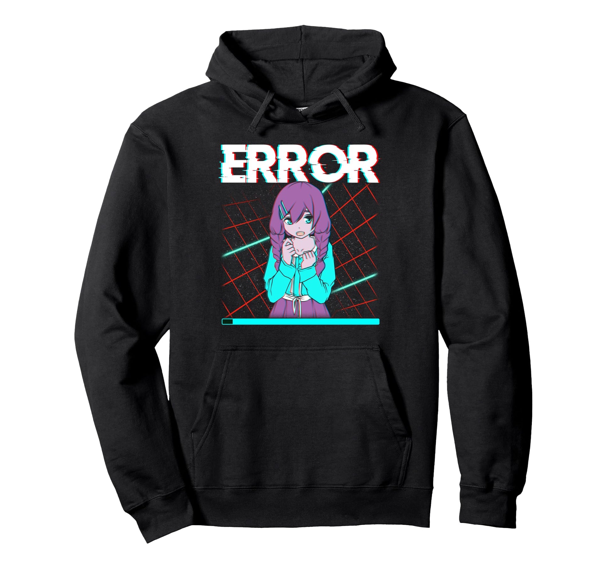 Japanese Anime Glitch Error Hoodie - Fun Novelty Design for Adults - T-Shirt, Sweatshirt, Hoodie