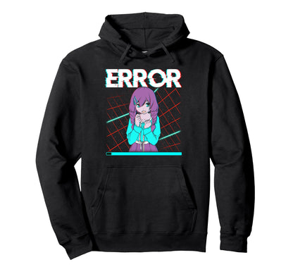 Japanese Anime Glitch Error Hoodie - Fun Novelty Design for Adults - T-Shirt, Sweatshirt, Hoodie