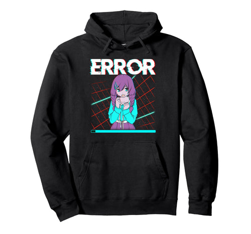 Japanese Anime Glitch Error Hoodie - Fun Novelty Design for Adults - T-Shirt, Sweatshirt, Hoodie