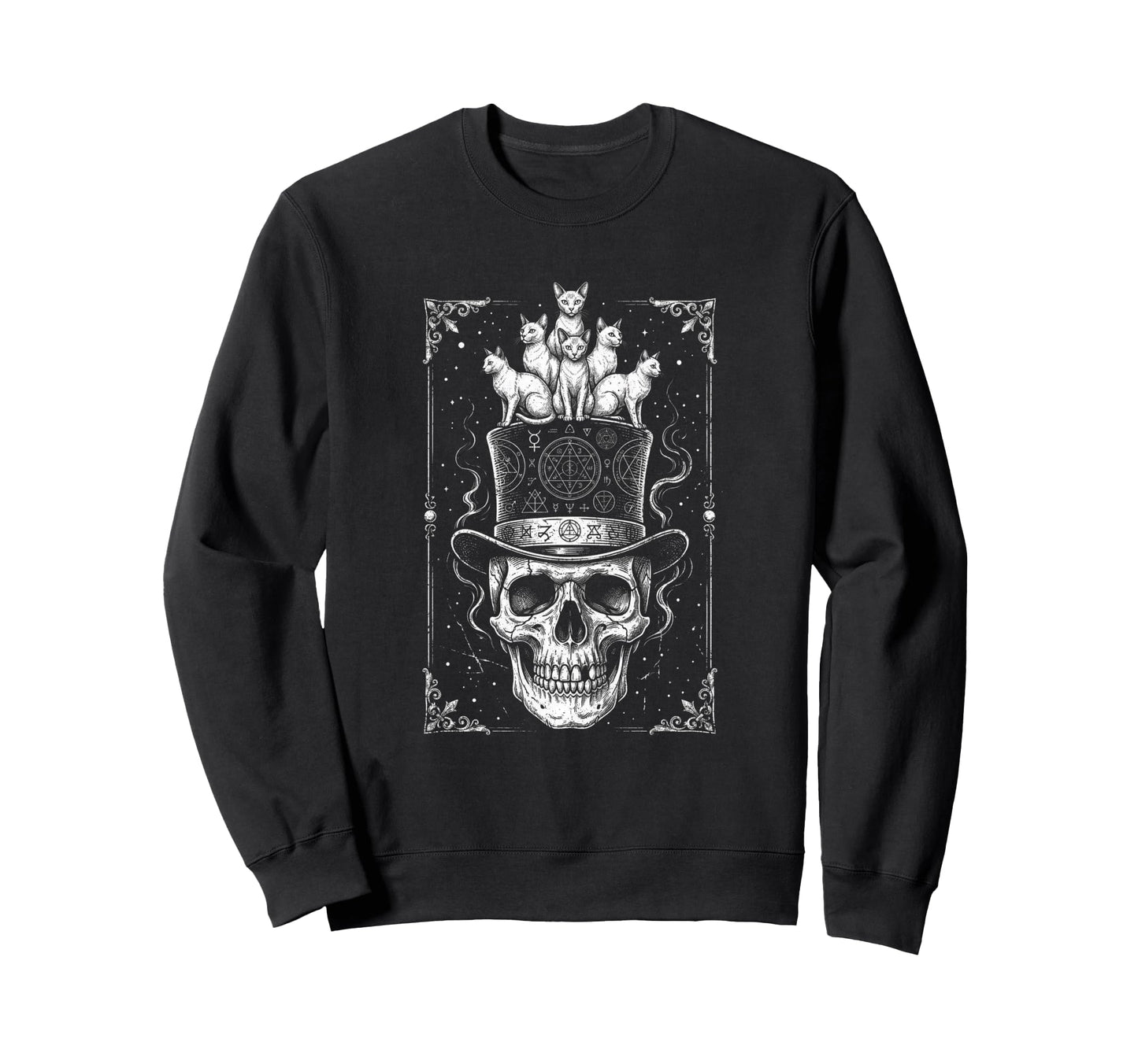 Skull Cat Skeleton Kitty Kitten Sweatshirt - Streetwear Style Unisex - T-Shirt, Sweatshirt, Hoodie