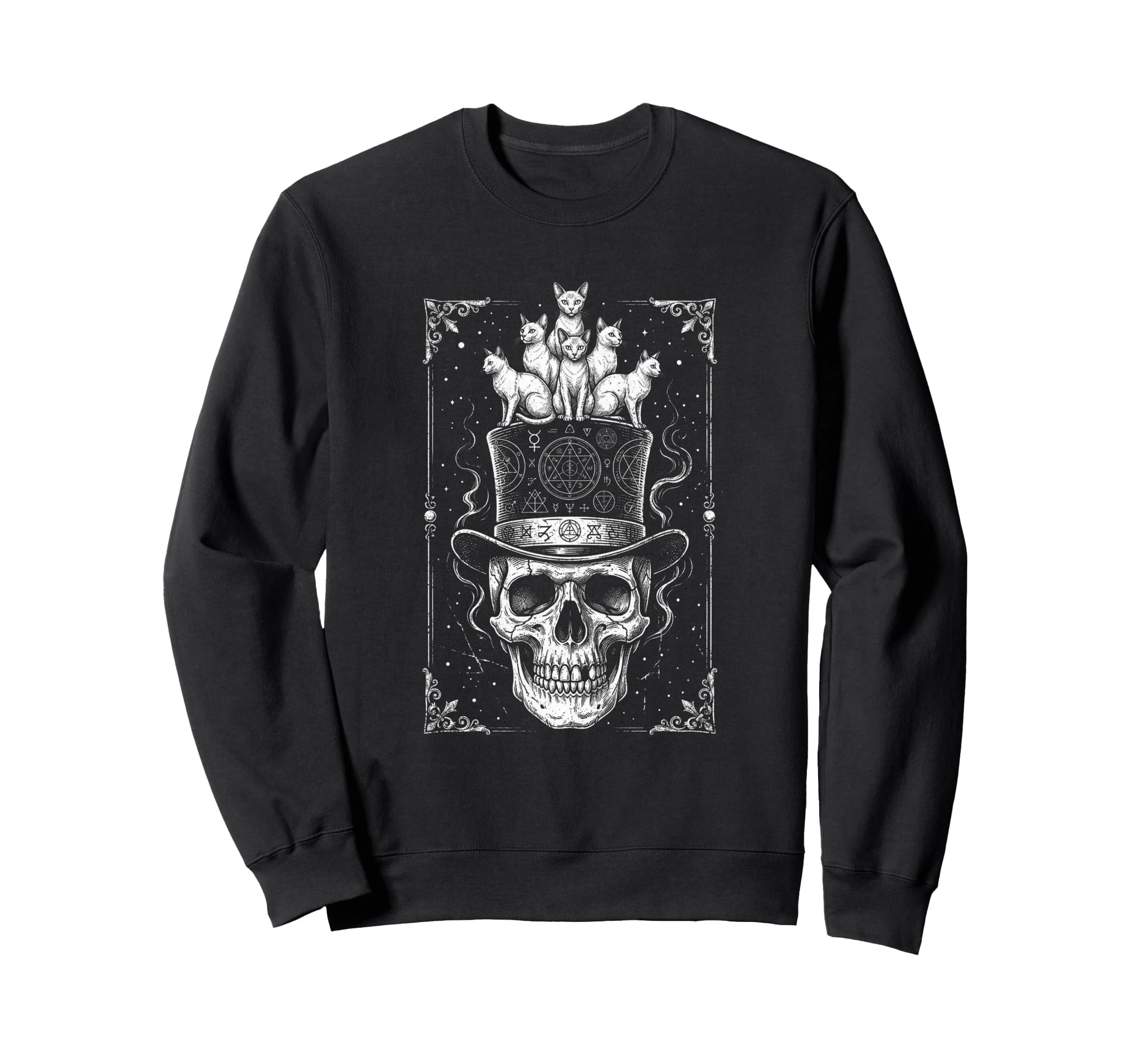 Skull Cat Skeleton Kitty Kitten Sweatshirt - Streetwear Style Unisex - T-Shirt, Sweatshirt, Hoodie