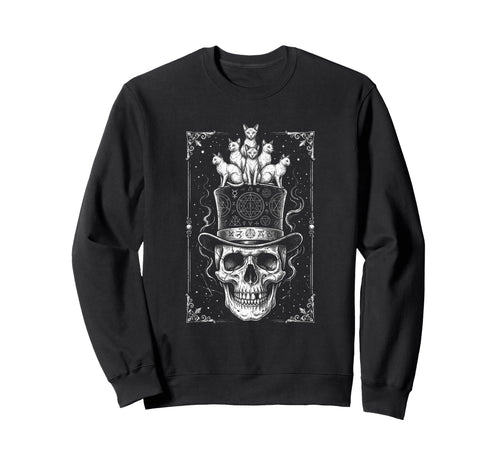 Skull Cat Skeleton Kitty Kitten Sweatshirt - Streetwear Style Unisex - T-Shirt, Sweatshirt, Hoodie